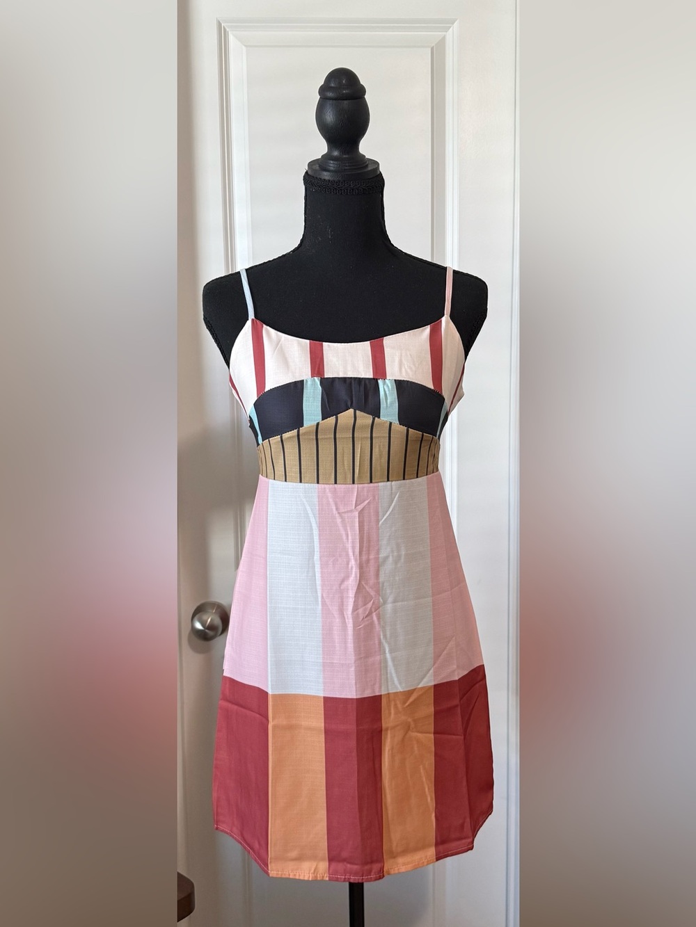 Printed design (Like the Paloma dress) Striped Spaghetti Strap Mini